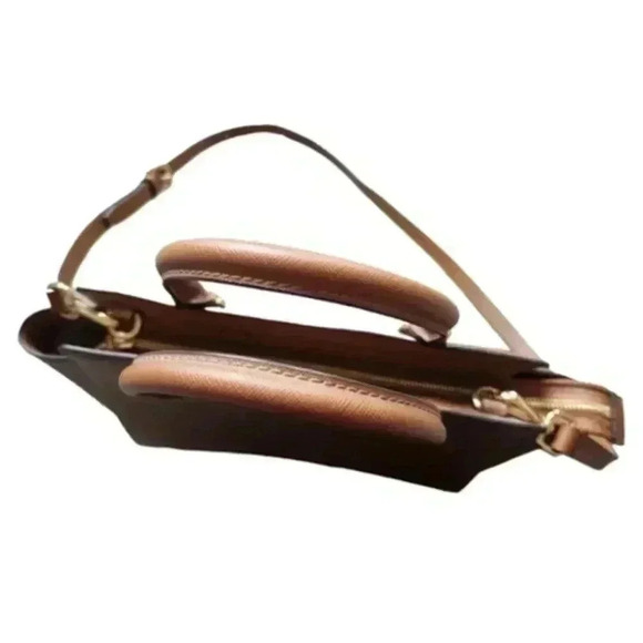 Michael Kors Selma Medium Saffiano Leather Crossbody Bag Cognac Brown Women's - Picture 7 of 15